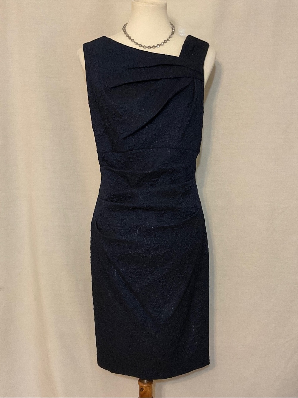 Adrianna Papell Dark Blue Brocade Sheath Dress - Picture 14 of 15